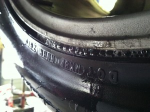 air leaking from the bead of a tire