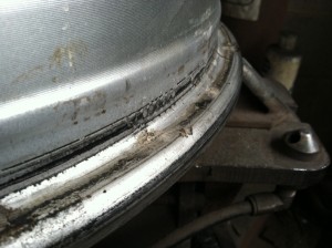 air leaking from the bead of a tire